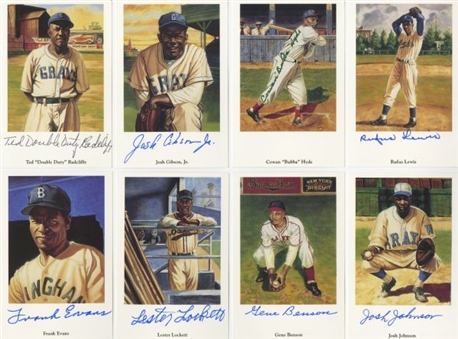 1991 Ron Lewis "Negro League" Postcards Complete Set (30) Including 27 Signed Cards
